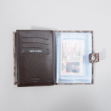 Обкладинка комбінована для паспорта і прав Neri Karra з натуральної шкіри 0031.2-16.63 темно коричнева