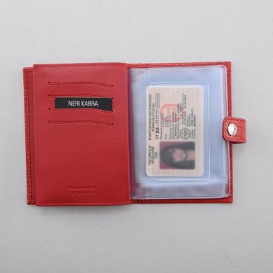 Обкладинка комбінована для паспорта і прав Neri Karra з натуральної шкіри 0031.1-35.50 червона