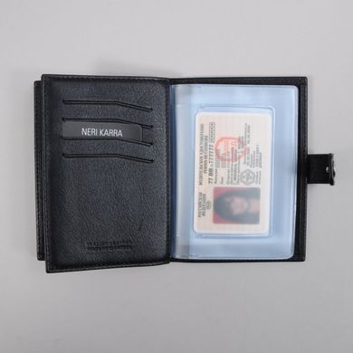Обкладинка комбінована для паспорта та прав Neri Karra з натуральної шкіри 0031.01.01 чорна