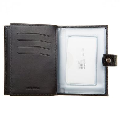 Обкладинка комбінована для паспорта і прав Neri Karra з натуральної шкіри 0031.1-32.01 чорний