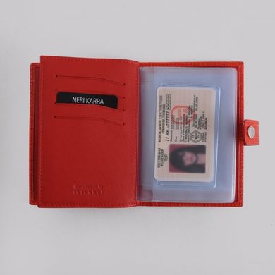 Обкладинка комбінована для паспорта і прав Neri Karra з натуральної шкіри 0031.1-28.25 червона