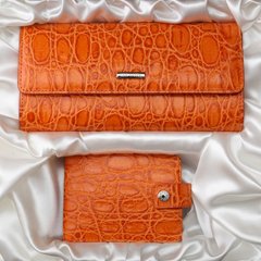 Подарунковий жіночий набір з натуральної шкіри Neri Karra 0584/0043.1-20.37 помаранчевий