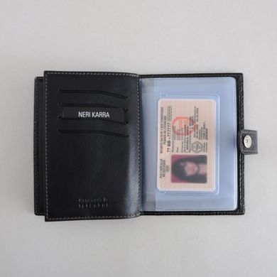 Обкладинка комбінована для паспорта і прав Neri Karra з натуральної шкіри 0031s.1-35.01 чорна